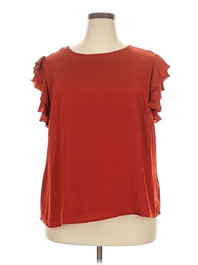 Pre-owned Msk Short Sleeve Top Red Ruffles Neckline Tops