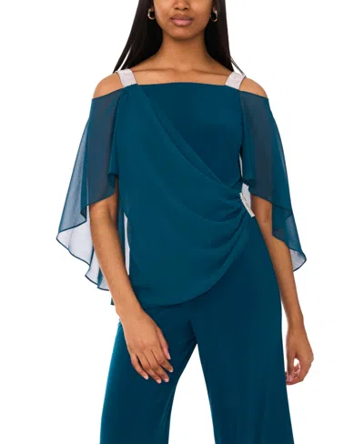 Msk Side-draped Cold-shoulder Jumpsuit In Green