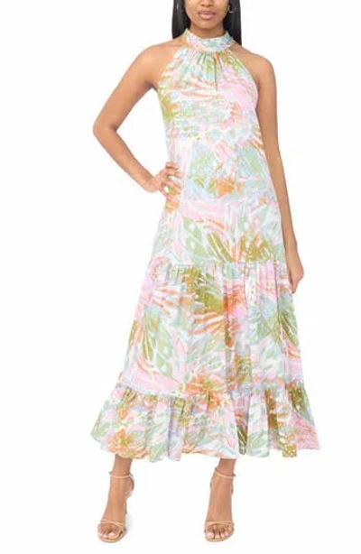 Msk Sleeveless Halter Midi Dress In Green Olive
