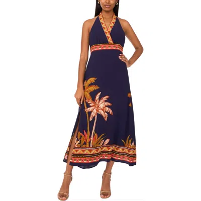 Msk Sleeveless Midi Dress In Classic Navy