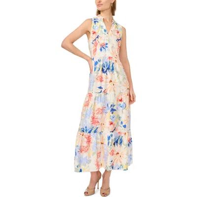 Msk Sleeveless Tiered Maxi Dress In Bright White