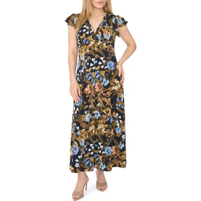 Msk Surplice Empire Waist Maxi Dress In Multi