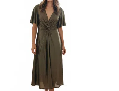 Msk Twist Front Maxi Dress In Gold In Green