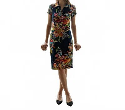 Msk Vibrant Floral Midi Dress In Black In White