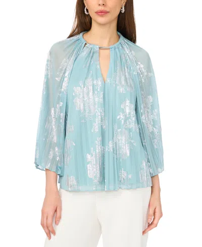 Msk Women's 3/4-length-sleeve Keyhole Neck Top In Multi
