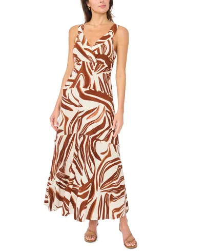 Msk Women's Abstract Print Tiered Maxi Dress In Multi