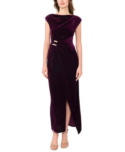 Msk Women's Asymmetrical Shirred-waist Maxi Dress In Majestic Plum