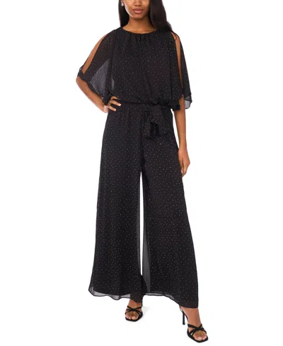 Msk Women's Blouson-sleeve Crewneck Jumpsuit In Black