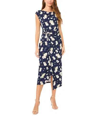 Msk Women's Boat Neck Midi Dress In Blue
