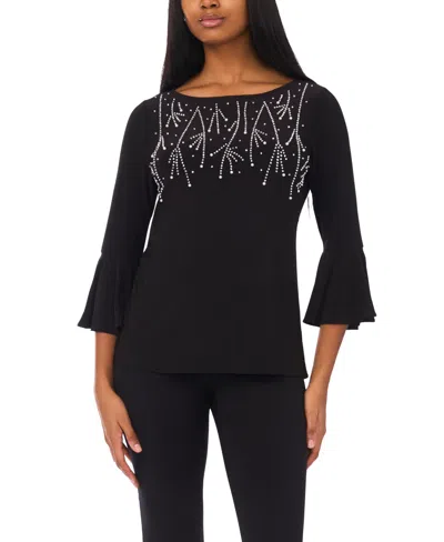 Msk Women's Boat Neck Top In Black