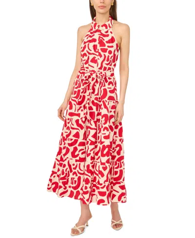 Msk Women's Button-front Sleeveless Dress In Red
