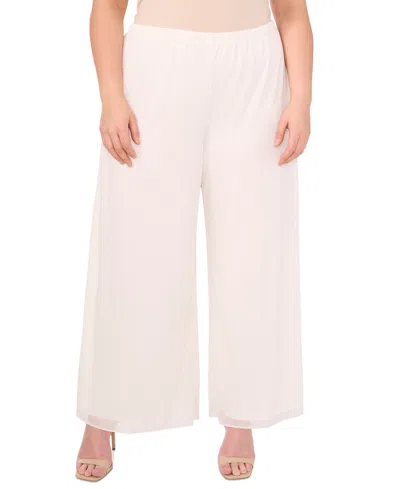 Msk Women's Plus Chiffon Wide-leg Pull-on Pants In Ivory