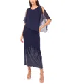 Msk Women's Cold Shoulder Overlay Maxi Dress In Blue