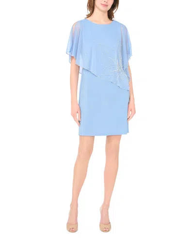 Msk Women's Crew Neck Short Dress In Blue
