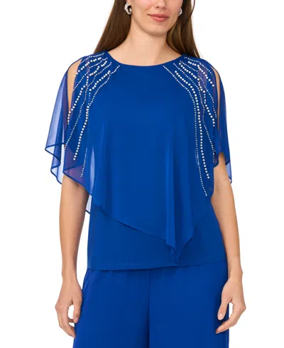 Msk Women's Crewneck Short-sleeve Top In Blue
