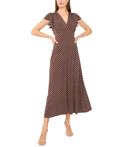 Msk Women's Dot Maxi Dress In Brown