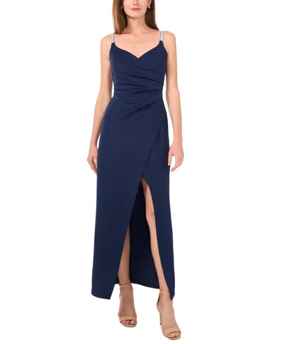 Msk Womens Embellished Polyester Evening Dress In Navy