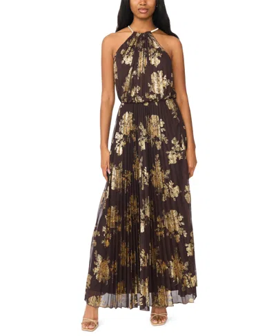 Msk Women's Embellishment Halter-neck Pleated Dress In Chicory Coffee