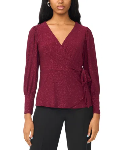 Msk Women's Faux-wrap Long-sleeve Top In Multi