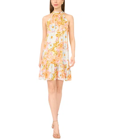 Msk Women's Floral Halter Dress In Yellow