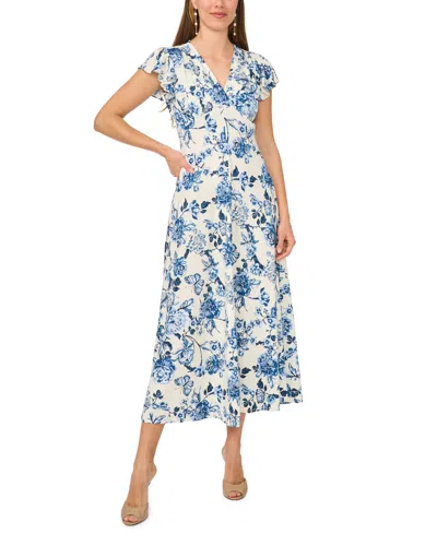 Msk Women's Floral Maxi Dress In Blue