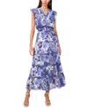 Msk Women's Flutter-sleeve Smocked-waist Maxi Dress