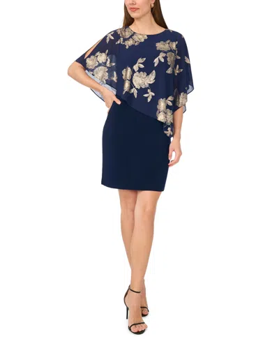 Msk Women's Foil Cape Short Dress In Multi