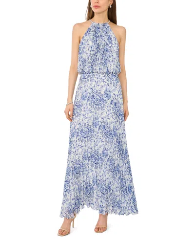 Msk Women's Halter Neck Bloused Maxi Dress In Blue