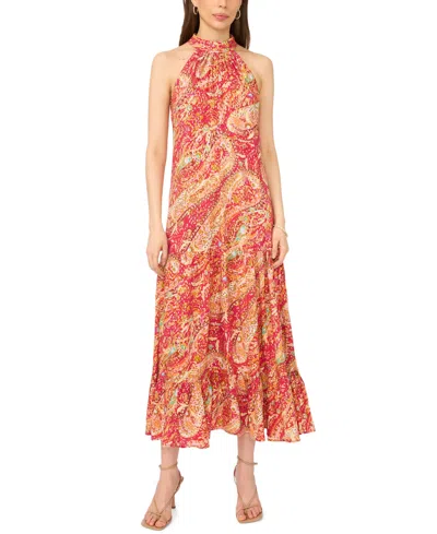 Msk Women's Halter Neck Tiered Maxi Dress In Multi