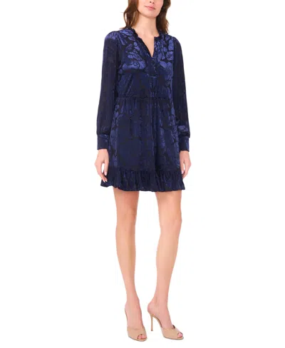 Msk Women's Long-sleeve Babydoll Dress In Blue