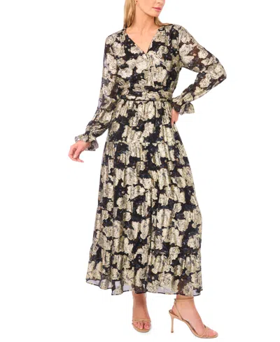 Msk Women's Long Sleeves Maxi Dress In Multi