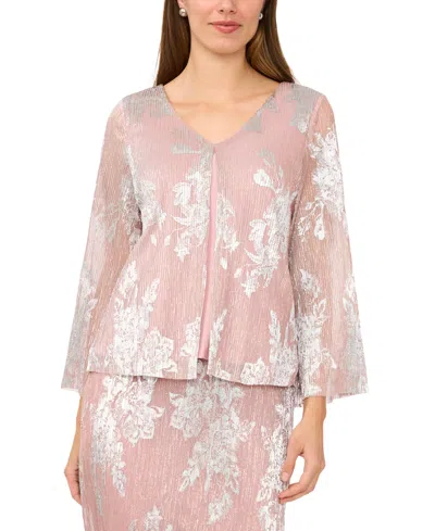 Msk Women's Long-sleeve V-neck Top In Multi