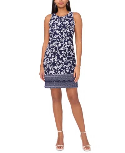 Msk Women's Mixed-print Keyhole-back Shift Dress