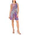Msk Women's Mixed-print Keyhole-back Swing Dress In Multi