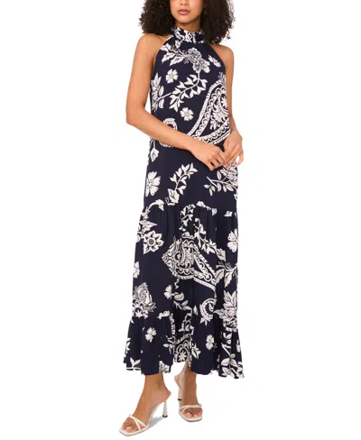 Msk Women's Mock-neck Paisley-print Tiered Dress