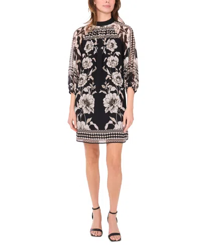 Msk Women's Mock Neck Shift Dress In Black