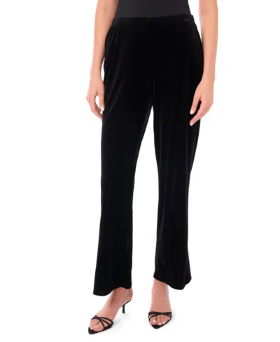 Msk Women's Palazzo Velvet Straight Leg Pants In Black