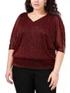 Msk Women Plus Womens Metallic Embellished Blouse In Multi