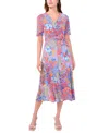 Msk Women's Printed Belted Midi Dress In Coral Paradise