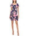 Msk Women's Printed Round-neck Ruffle-hem Shift Dress