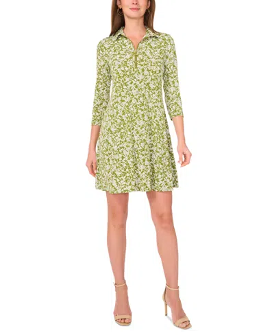 Msk Women's Printed Shift Dress In Cedar Green