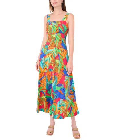 Msk Women's Printed Square-neck Sleeveless Maxi Dress In Raspberry Sorbet
