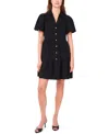 Msk Women's Puff-sleeve Fit & Flare Shirtdress In Black