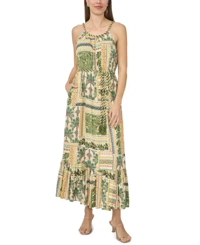 Msk Women's Rope Neck Maxi Maxi Dress With Belt In Green