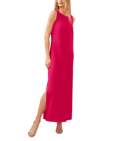 Msk Women's Round-neck Sleeveless Side-slit Maxi Dress In Fresh Berr