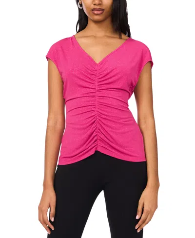 Msk Women's Ruched-front Dolman-sleeve Top In Fuchsia