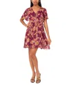 Msk Women's Short Flutter Sleeve Mini Wrap Dress In Multi