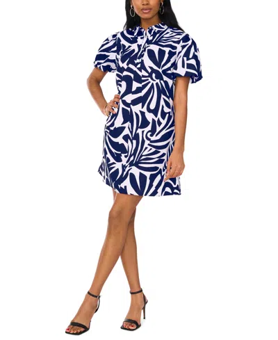 Msk Women's Short-sleeve Collared Dress In Multi