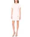 Msk Women's Short-sleeve With Buttons Shift Dress In White
