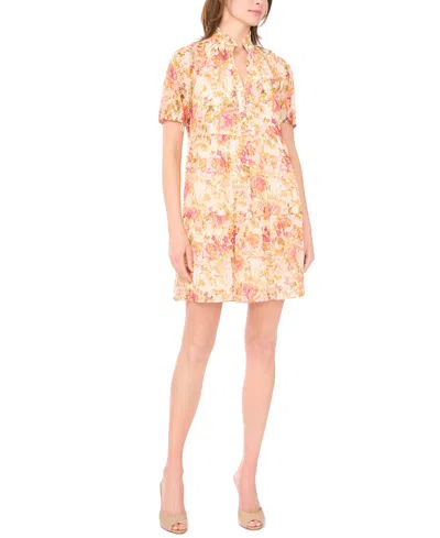 Msk Women's Short-sleeve Babydoll Dress In White